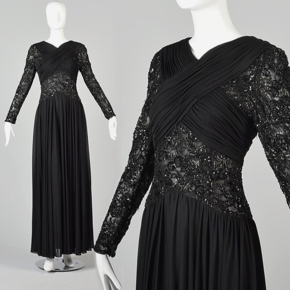 70's Victoria Royal Sheer Formal Dress